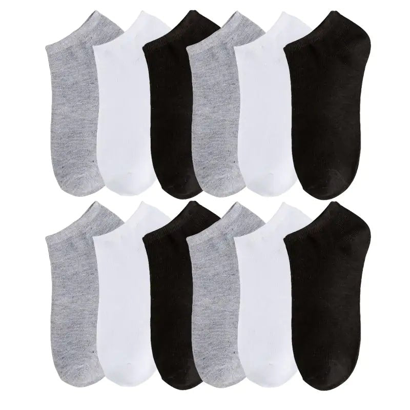 10 Pairs Men's Breathable Ankle Socks Cotton, White, Grey, Black - Ty Marcket