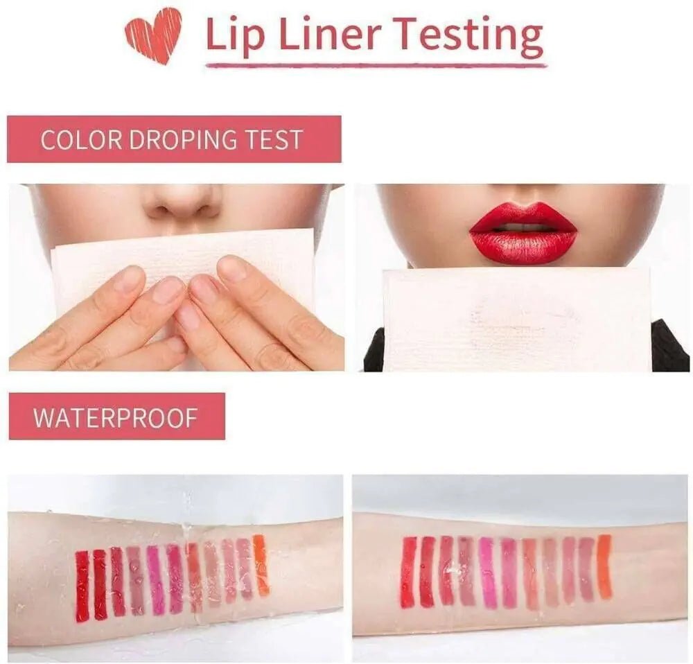 12Pcs Women Waterproof Lipstick Long Lasting Matte Lip Liner Pencil Lip Pen Set - Ty Marcket