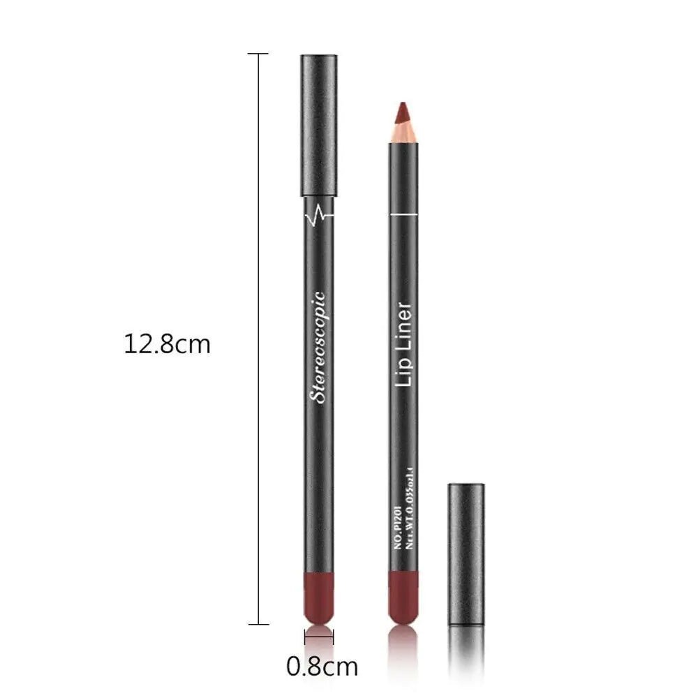 12Pcs Women Waterproof Lipstick Long Lasting Matte Lip Liner Pencil Lip Pen Set - Ty Marcket