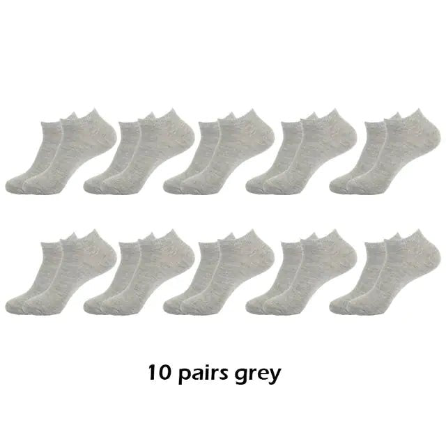 10 Pairs Men's Breathable Ankle Socks Cotton, White, Grey, Black - Ty Marcket