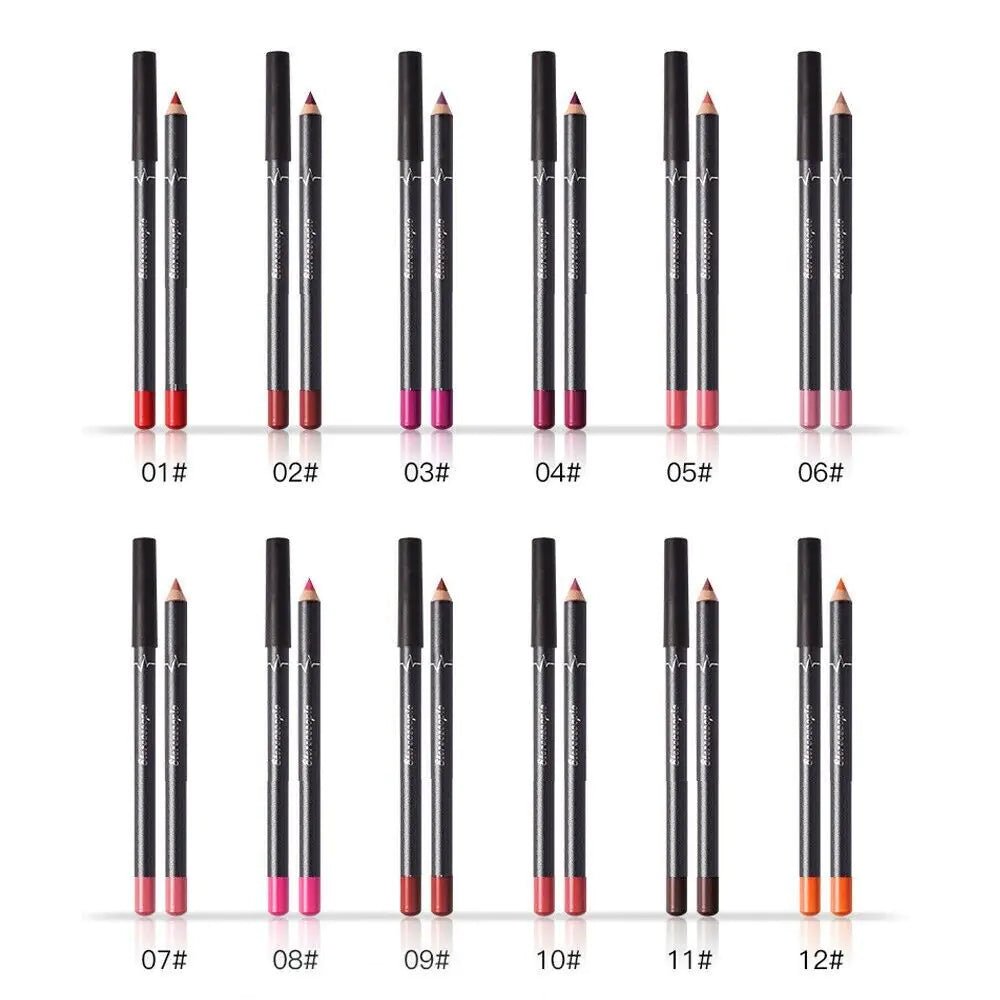 12Pcs Women Waterproof Lipstick Long Lasting Matte Lip Liner Pencil Lip Pen Set - Ty Marcket