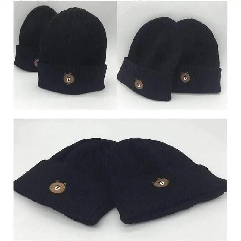 Bear Embroidered Beanie Hat