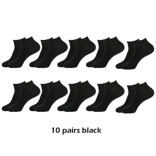 10 Pairs Men's Breathable Ankle Socks Cotton, White, Grey, Black - Ty Marcket