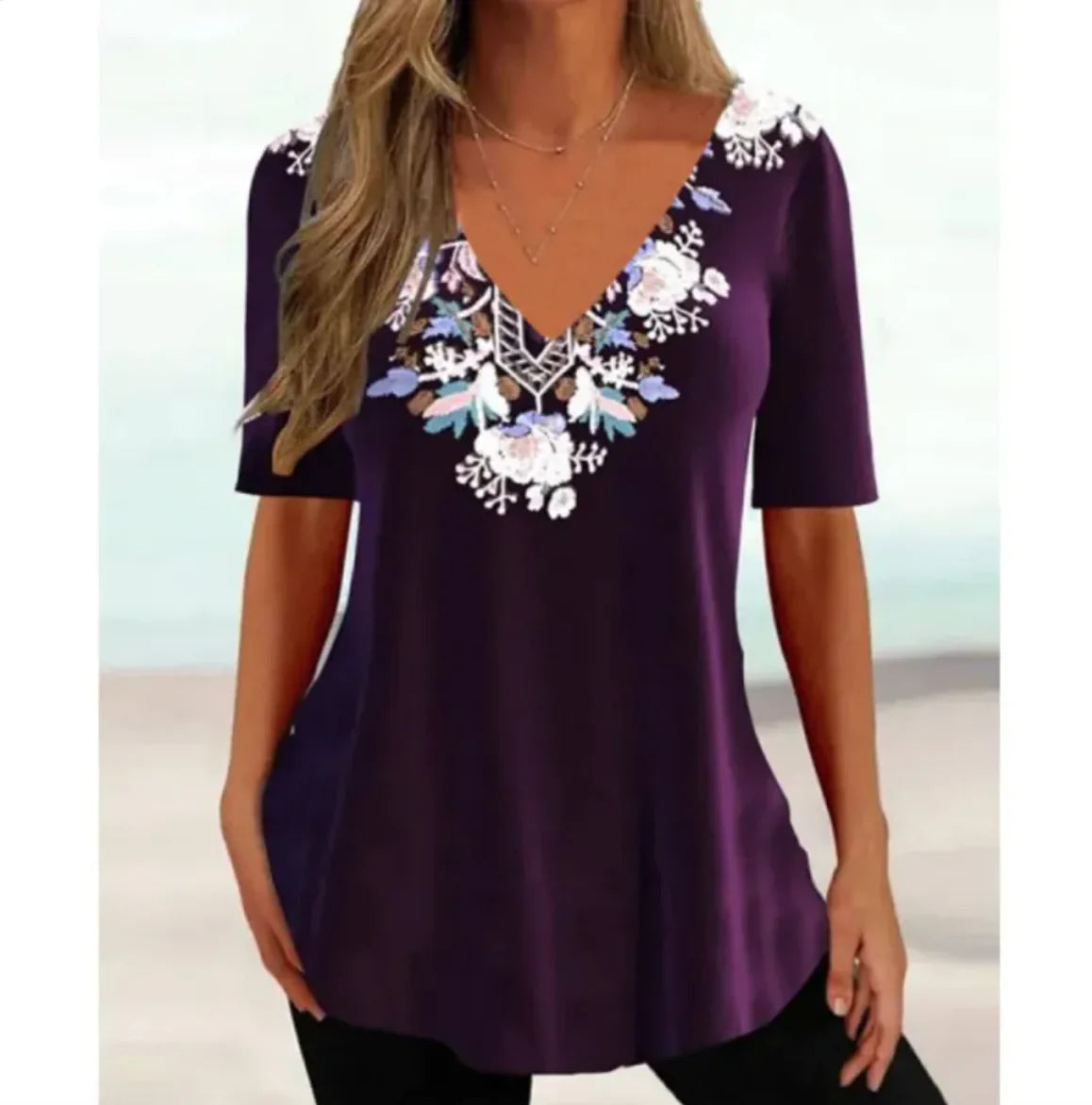 Women's Summer V-Neck Casual Top