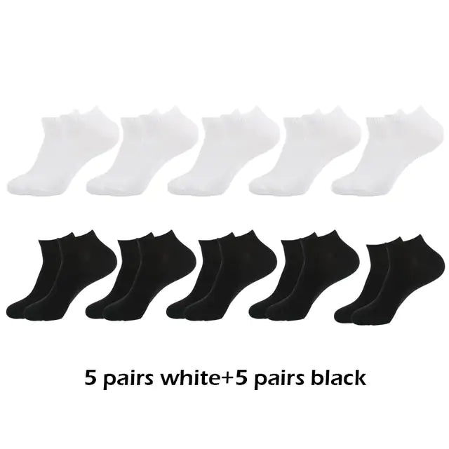 10 Pairs Men's Breathable Ankle Socks Cotton, White, Grey, Black - Ty Marcket