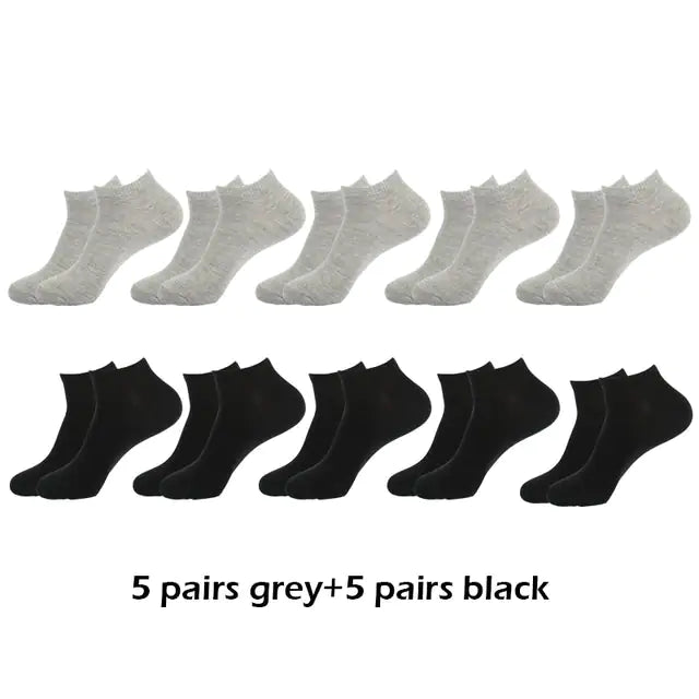 10 Pairs Men's Breathable Ankle Socks Cotton, White, Grey, Black - Ty Marcket