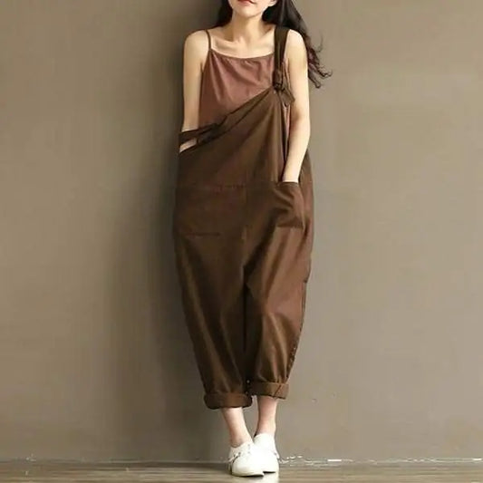 Women's Wide Leg Suspender Jumpsuit