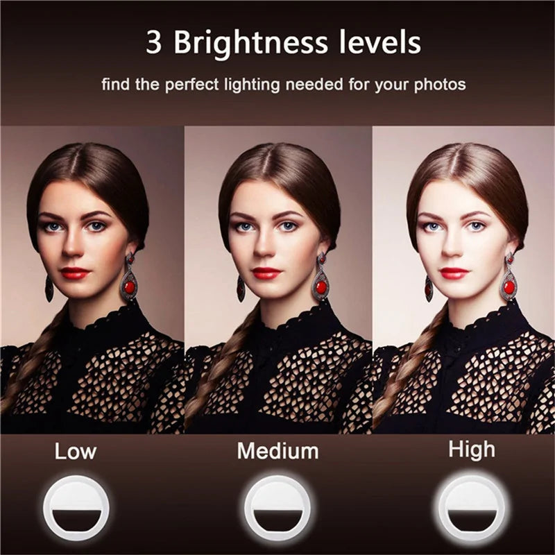 USB Charge Selfie Ring Light Portable Flash Led Camera