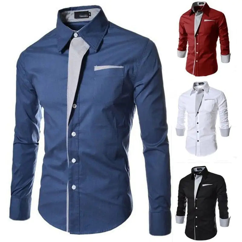 Male Fashion Shirts Full Sleeve Stripe Shirt Men Slim Fit Design Formal   Dress Shirts 14 Colors Size M-4XL