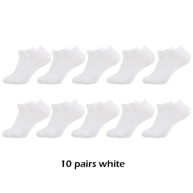 10 Pairs Men's Breathable Ankle Socks Cotton, White, Grey, Black - Ty Marcket