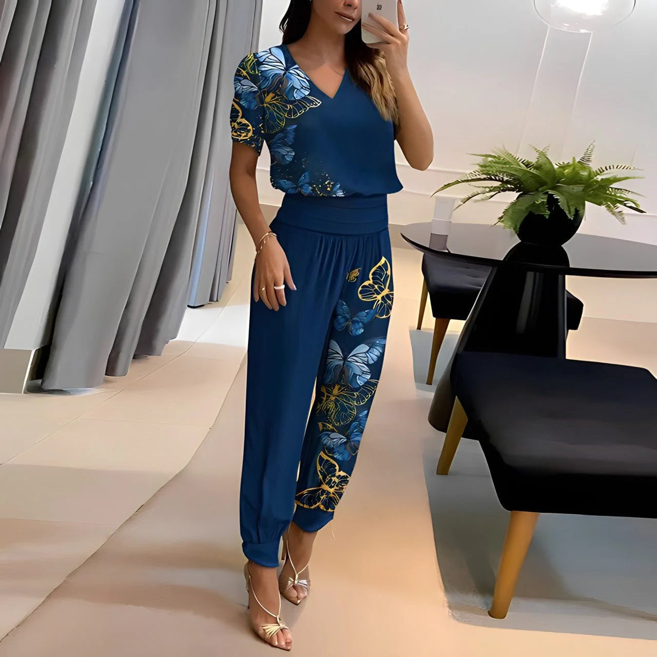 Summer Women Print Casual 2 Piece Set